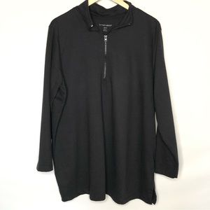 Woman Within Black Lightweight Quarter Zip Top 22/24 Long Sleeve Side Slits